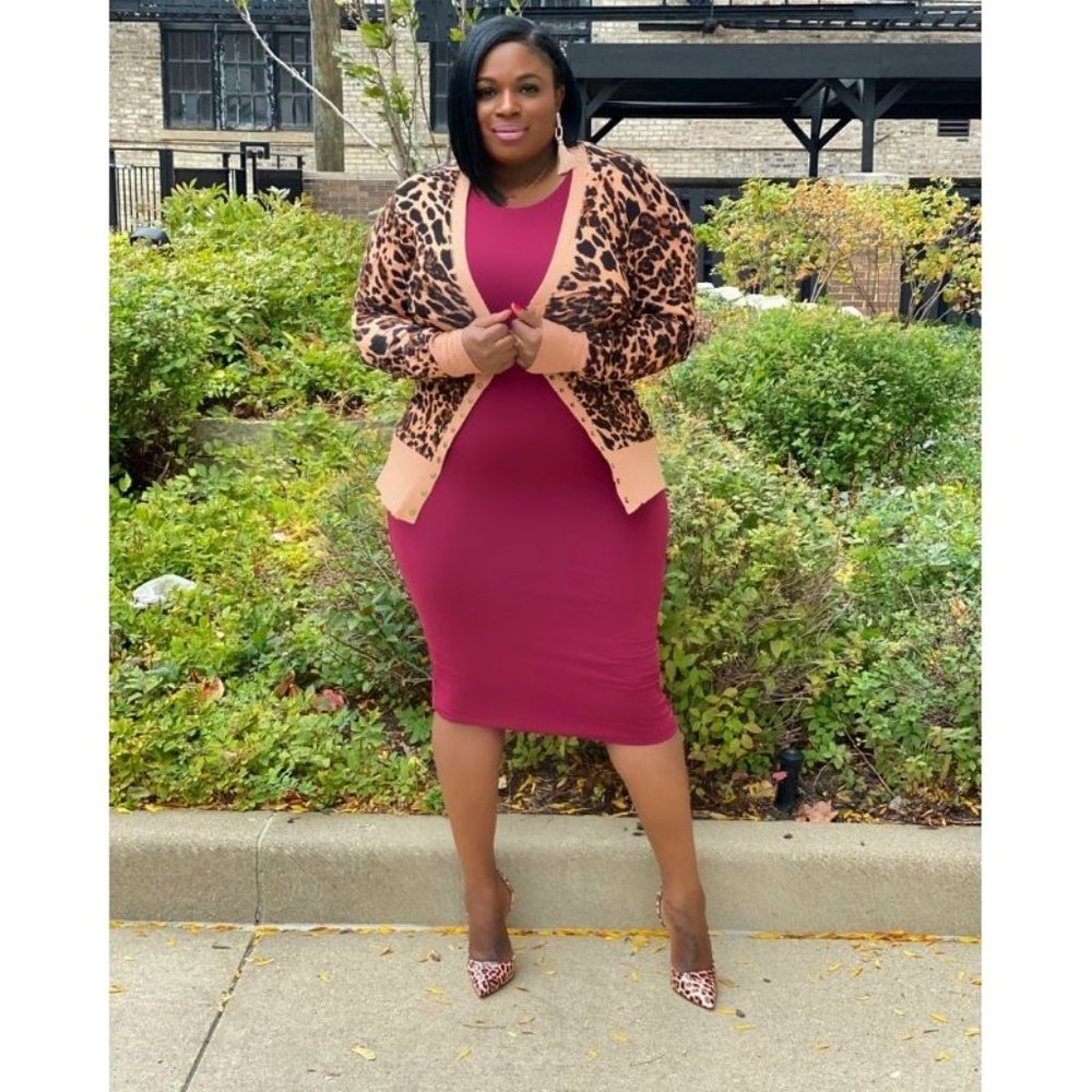 Maroon Midi Bodycon Dress